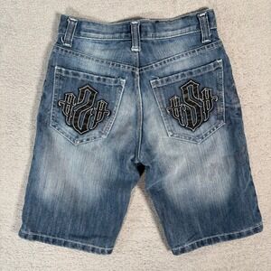 Vintage Southpole Kids Denim Shorts Boys‎ Size 8 Embroidered Logo Blue Jean Y2K